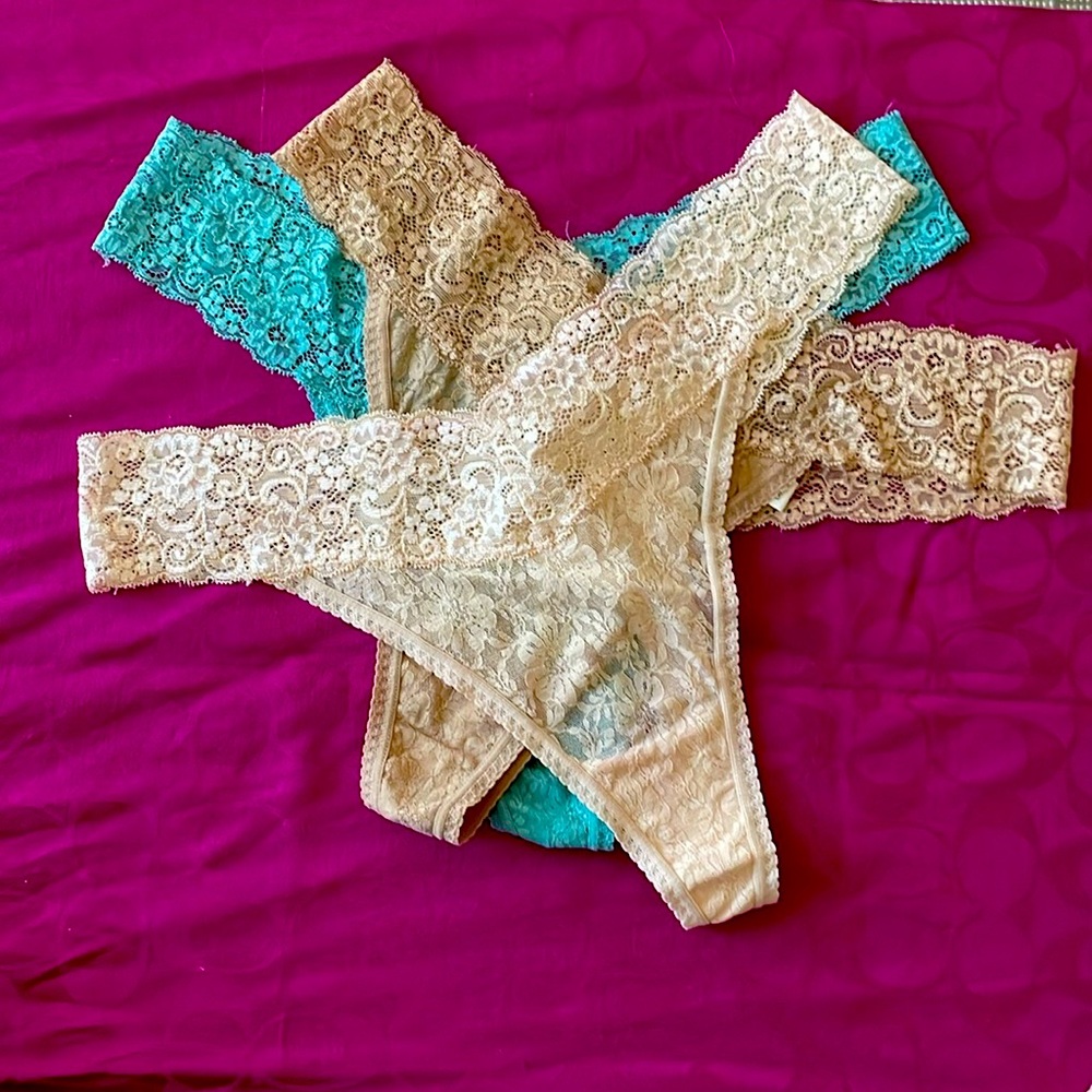 3 NWOT Soma lace thong panties